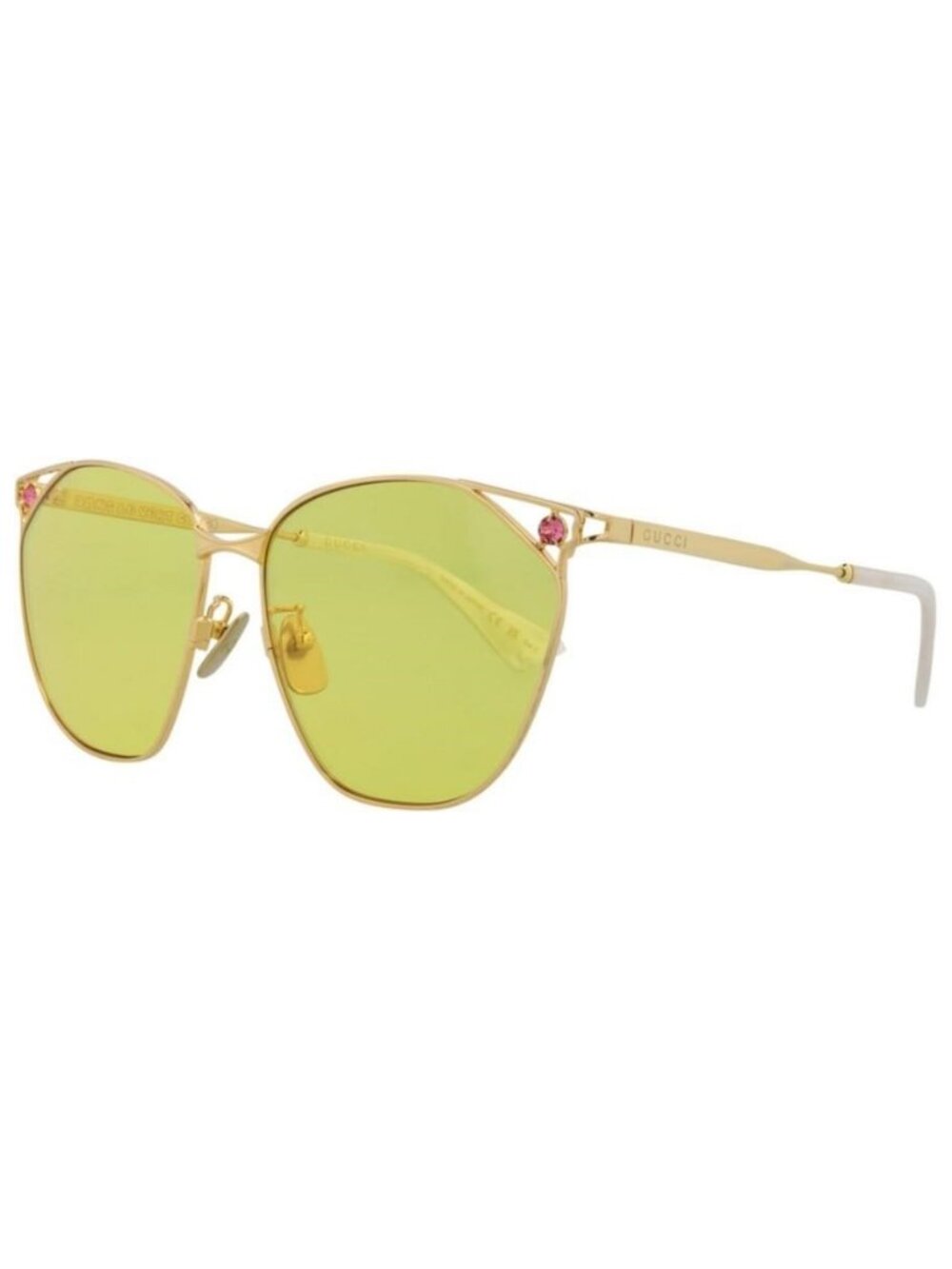 New Gucci Womens Cat Eye Gold Gold Yellow Fashion Designer Sunglasses